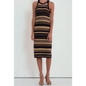 POLO RALPH LAUREN Linen Stripe Sleeveless Knit Midi Dress